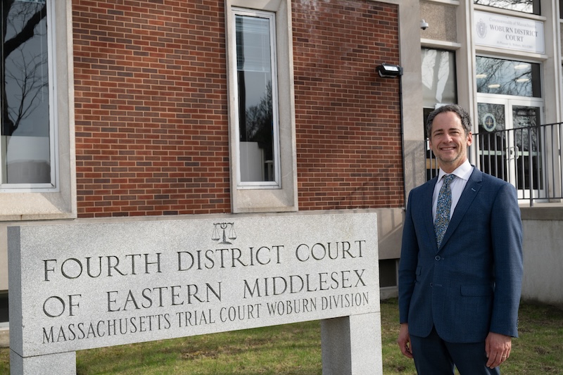 Attorney DelSignore outside Woburn District Court