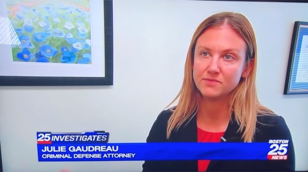Photo of Attorney Gaudreau was interviewed by Boston Fox 25 News